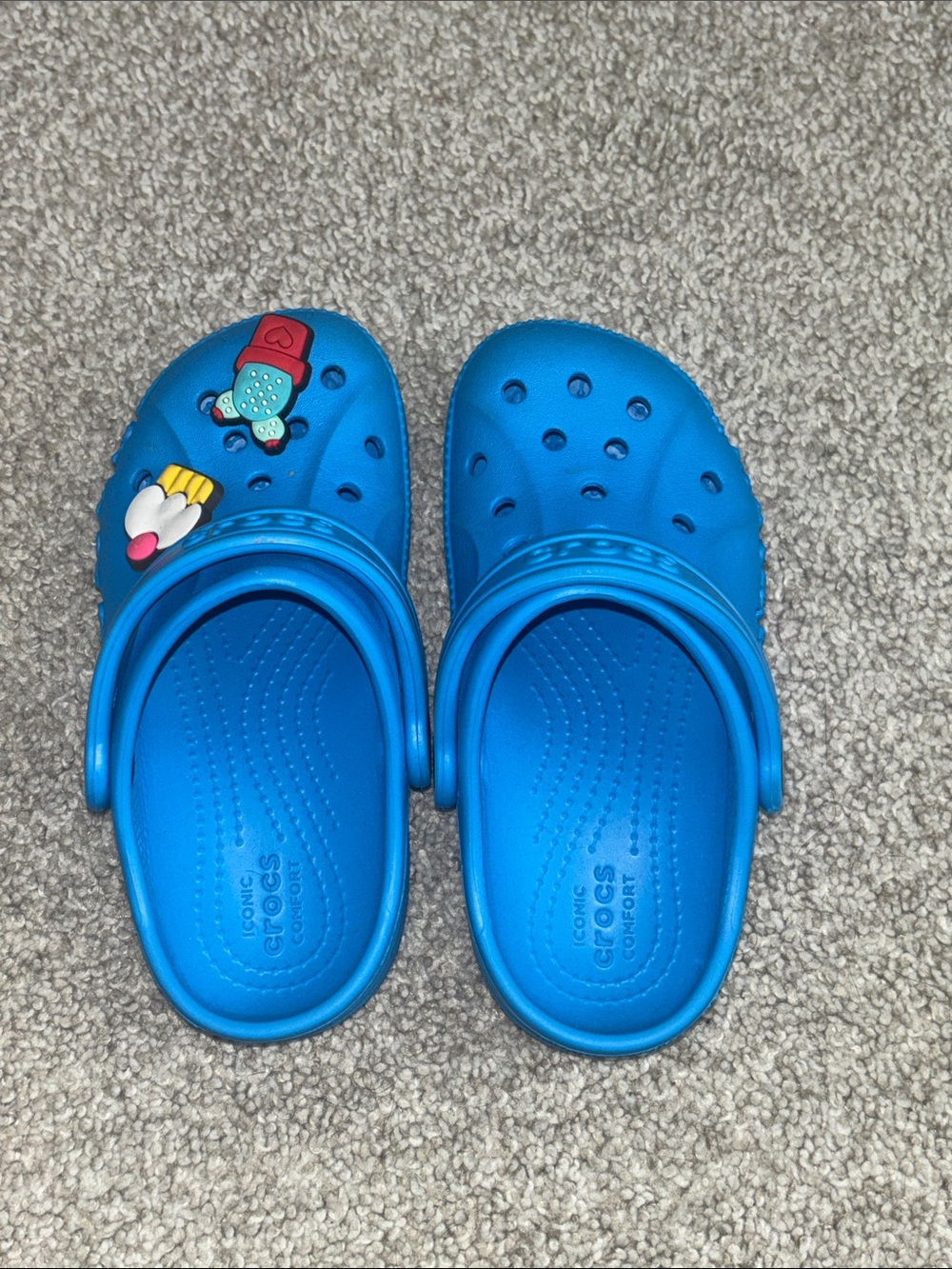 CROCS Kids Classic Clogs in Bright Blue with Jibbitz